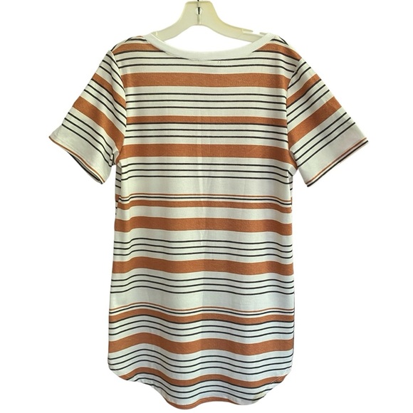 LulaRoe IRIS V-Neck Cream Orange Striped Tee Hi-Low Hem Size SMALL - Picture 4 of 5